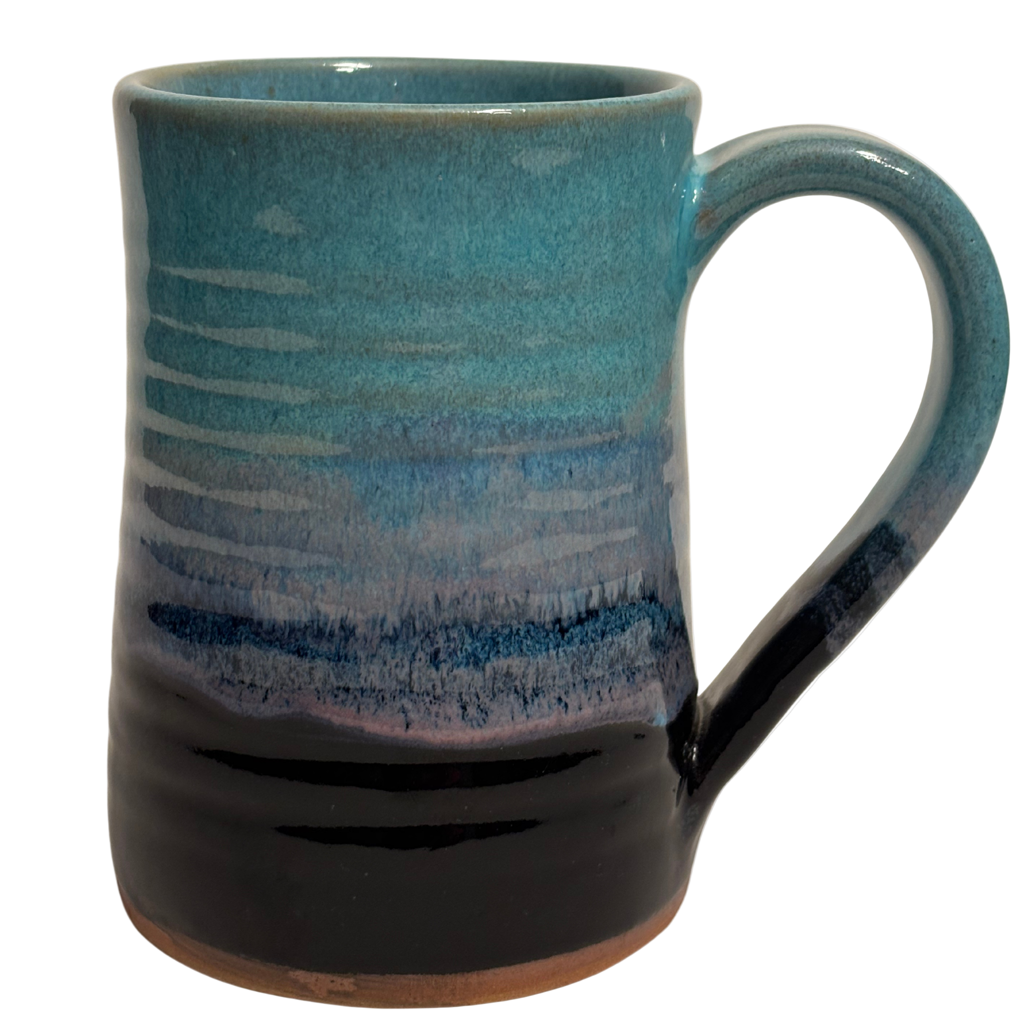 Arctic Twilight handmade ceramic tankard with teal, navy, and lavender glaze inspired by icy twilight skies.